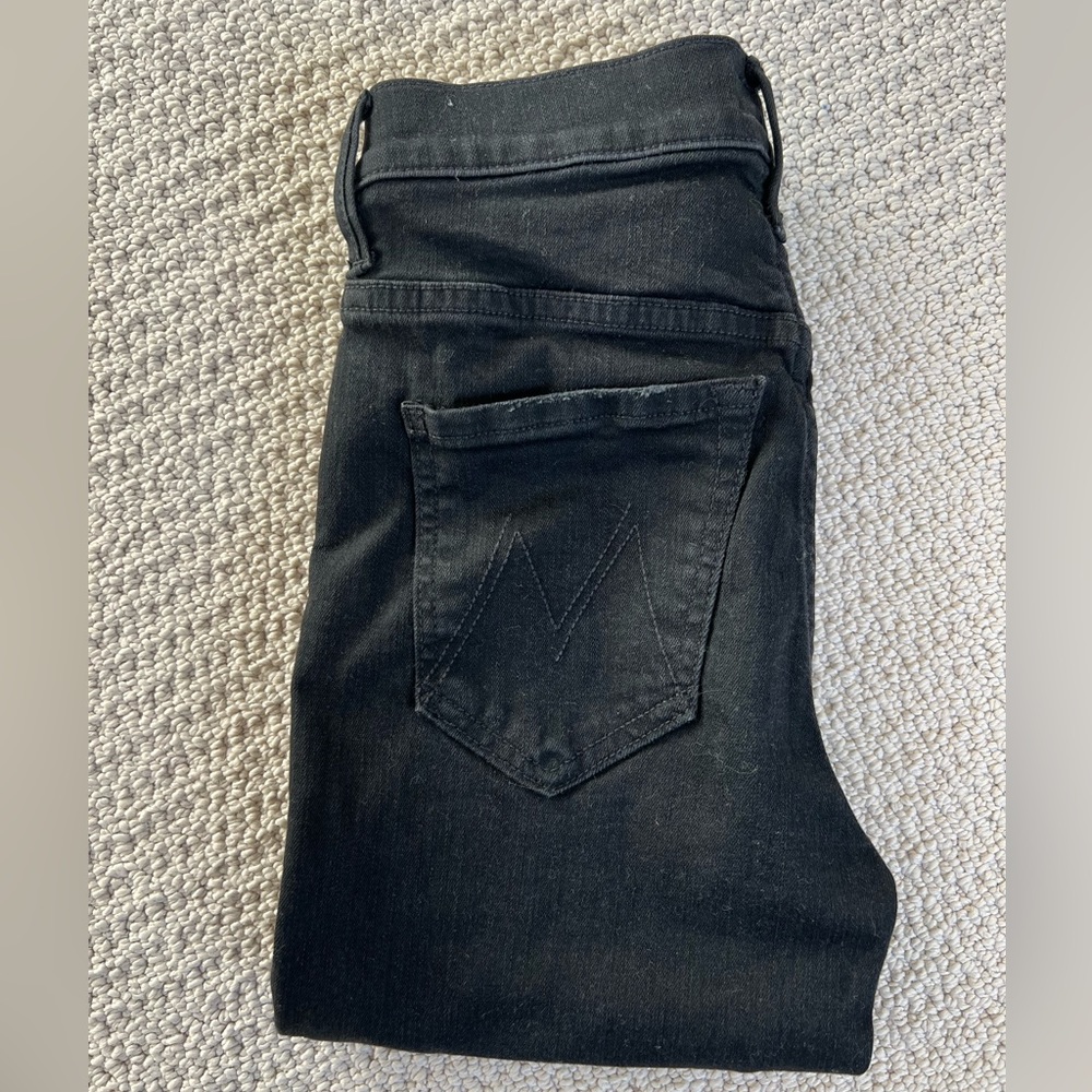 Skinny MOTHER denim Stunner zip ankle step fray